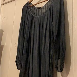 Denim Color Sheer Tunic